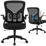 Hayelf Office Chair Ergonomic Desk Chair with Adjustable Lumbar Support, High Back Breathable Mesh Chair with 120° Tilt Function & Flip-Up Armrests, Swivel Comfy Task Computer Chair for Work, Study