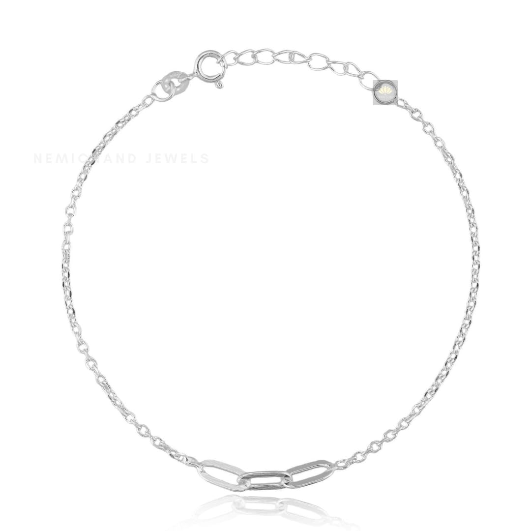 NEMICHAND JEWELS Sterling Silver 925 Minimalist Friendship Bracelet For 3 Chain Link Bracelet Bracelet for Women & Girls (7 inch + Extension) (B0D8YHVFLL) Amazon Price History, Amazon Price Tracker