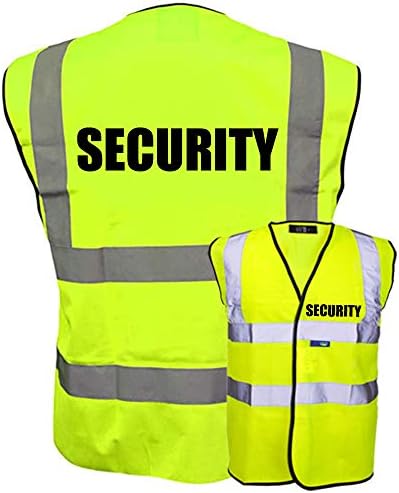SECURITY Hi Vis Vest Waistcoat Safety Reflective Jacket High Visibility Black Yellow
