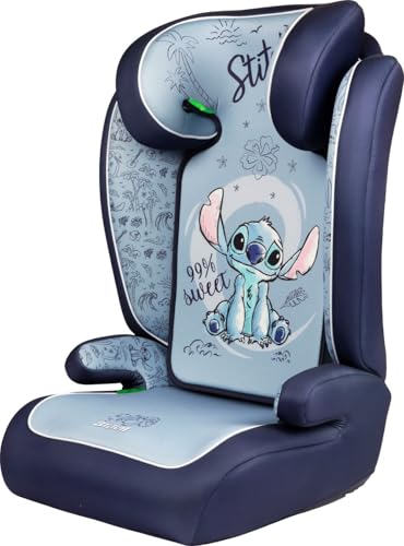 Tataway Disney Stitch i-Size R129, Seggiolino auto bambini 15-36 kg (3,5-12 anni), 100-150 cm, Gruppo 2/3, si installa con cintura a 3 punti, azzurro