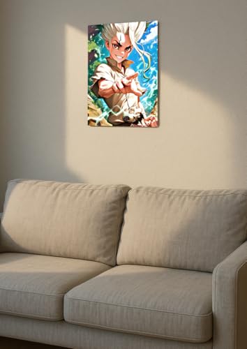 Image of NIJUKA Anime Printed A4 Size Metal sheet Poster For Home And Room Decoration | For Anime Art Fans Boys And Girls (Senku And Science)