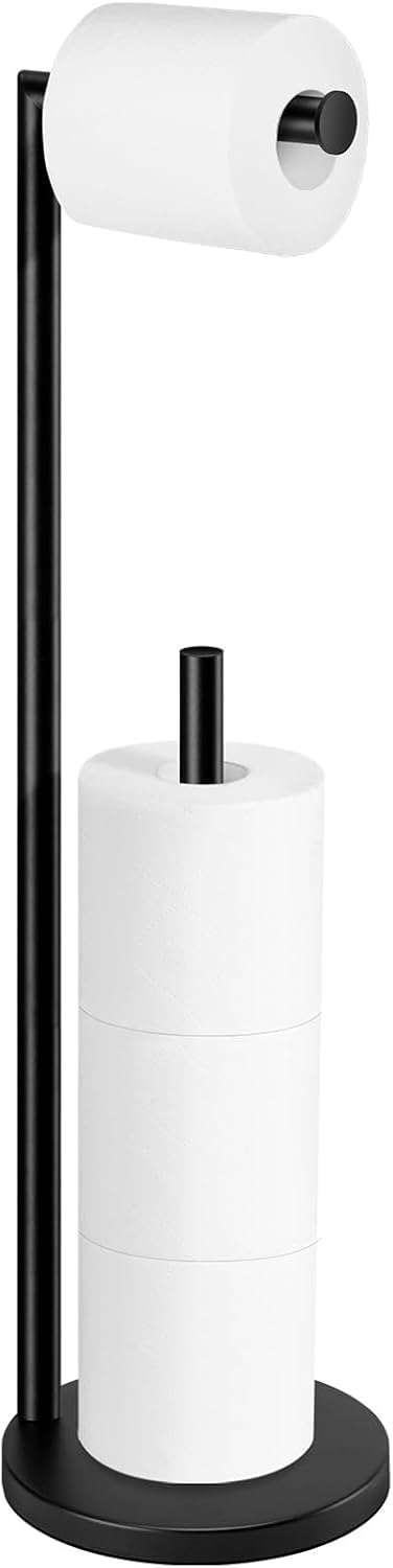 Free Standing Toilet Paper Holder Stand for Toilet Paper Elegant Storage for Spare Rolls, Black