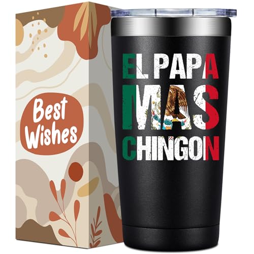 Loecuxe Regalos Para Pap - Regalos Para Papa Dia Del Padre - Mexican Dad Gifts for Christmas Fathers Day - El Papa Mas Chingon Tumbler Cup 20 oz