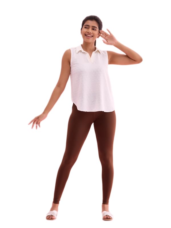Image of GO COLORS Soft Cotton Stretch Ankle Length Leggings for Women | Breathable