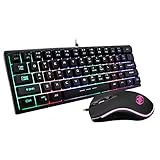 61 Keys RGB Backlit 60% Wired Gaming Keyboard and Mouse Combo, Quiet Ergonomic Waterproof Mini Compact 60 Percent Keyboard, for PC Mac PS4 Xbox Gamer, Typist, Travel