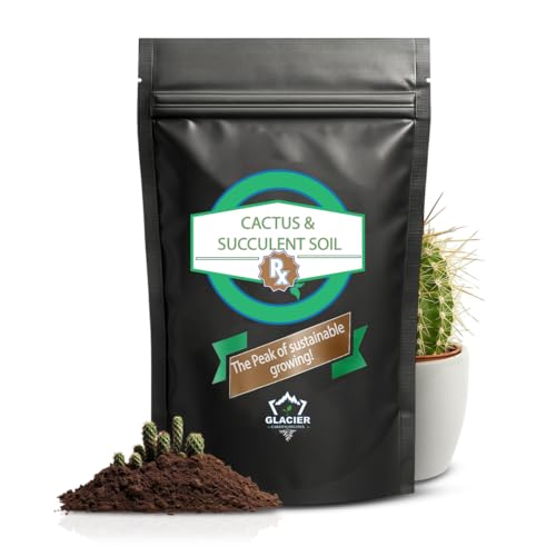 Glacier Garden Organix Cactus & Succulent Soil Rx – Organic Potting Soil for Indoor Plants & Outdoor Plants – Succulent & Cactus Soil Potting Mix for Healthy Plant Growth – 16 oz