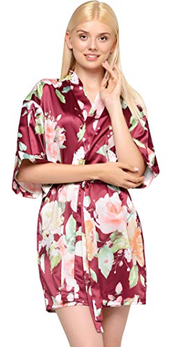Image of Turquaz Women's Silky Satin Kimono Robes for Bridesmaids, Bride, Short Loungewear, Lingerie Dressing Gown Silk Like VS Robe