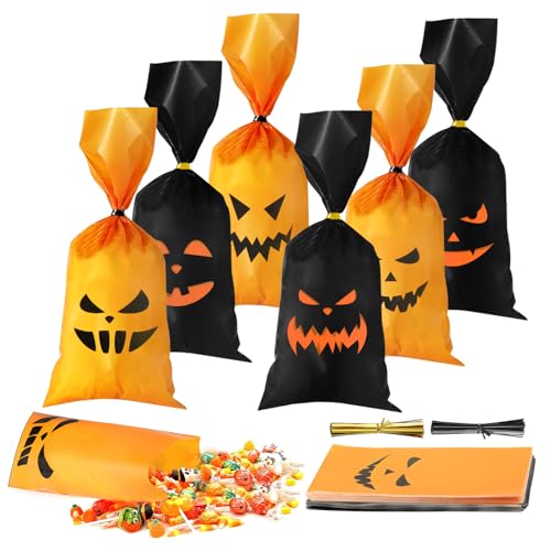 Bolsas de Calabaza de Halloween, Bolsas de Dulces de Halloween, Bolsa de Embalaje de Halloween para Panadería, Palomitas de Maíz, Galletas, Dulces y Postre...