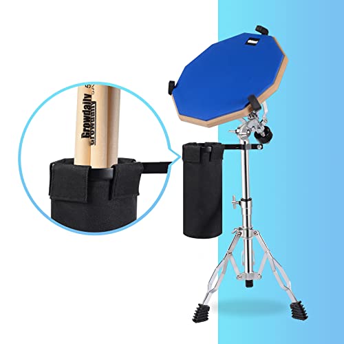 Image of GrowDaily Drum Practice Pad Snare Drum Stand Set 12 In With Blue Double Sided Silent Drum Pad,Drum Dampeners Gel, Drum sticks,Carrying Bag Adjustable Stand(Fits 10''-14'' Drums) (Blue)