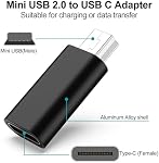 USB C à Mini USB Adaptateur, paquet de 3 USB-C Femmes Mini USB 2.0 Convertisseur mâle prend en charge la charge & Synchronisation de données Compatible avec GPS Récepteur / appareil photo numérique / Dash Cam/MP3 Joueurs etc, Noir