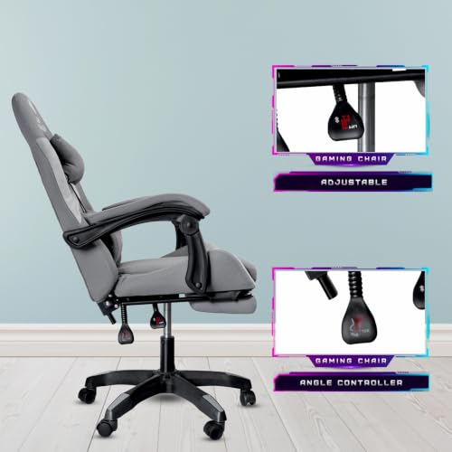 Image of Casa Copenhagen Designed in Denmark, High-Back Fabric Gaming Chair with Advanced Mechanism & Electric Back Massager, Luxurious Memory Foam Seating & Arm-Rest - Dark Grey & Light Grey