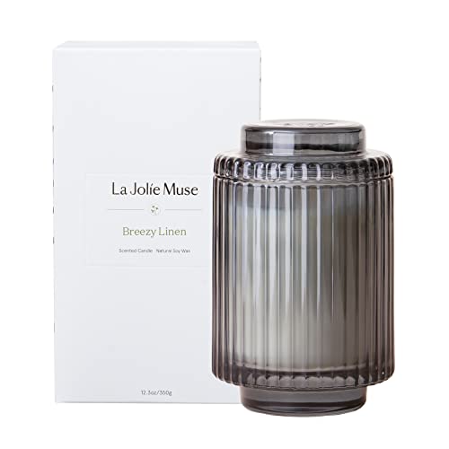 La Jolie Muse Linen Scented Candle, Candles For Home Scented, Luxury Jar Candles Gifts For Women & Men cover