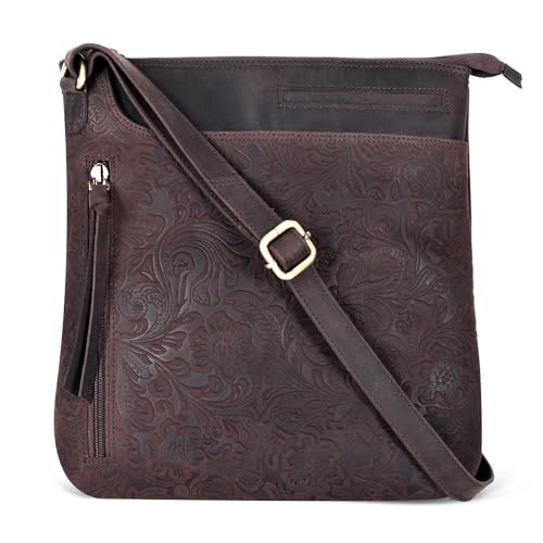 Image of Leather Crossbody Bags for Women - Ladies Sling Handbags - Medium Cross body Purses Handbags - Purses For Women (Dark Brown)