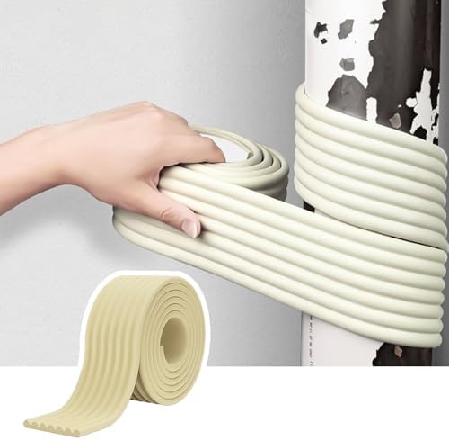 Soundproof Pipe Wrap Padding - 3" Self-Sealing Adhesive Sponge Roll for Noise Reduction, Waterproof Basketball Pole Pad - Beige, 20pcs Set for Basement & Garage Protection