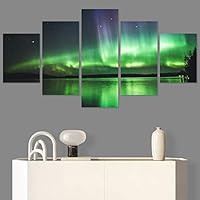SIGNWIN 5 Panel Canvas Wall Art Astronomy & Space Contemporary Cosmic Dramatic Green Group Photography Realism Ultra for Home Decorations Ready to Hang - 60