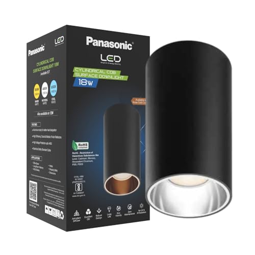 Image of Panasonic 18W Cylindrical Surface Spot Light, Silver Reflector, Ceiling Light for Home with Silver Reflector (Warm White - PDSM01183)