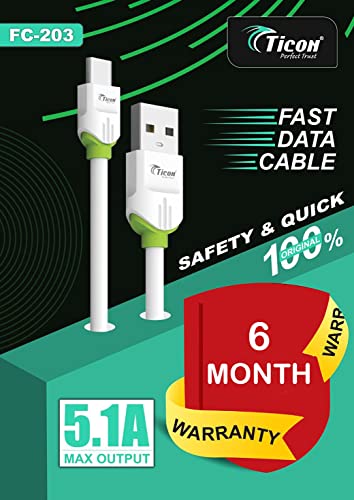 Image of TICON FAST DATA CABLE for Charging Adapter (5.1A, TYPE C, White)