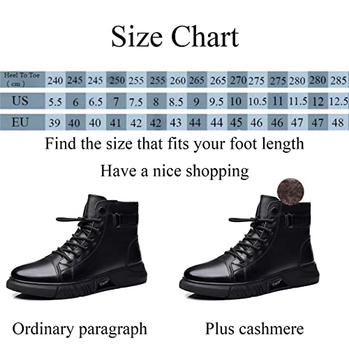 Men's Italian High-Top Cashmere Leather Boots,Autumn&Winter New with Side Zipper Chukka Boots Non-Slip.3