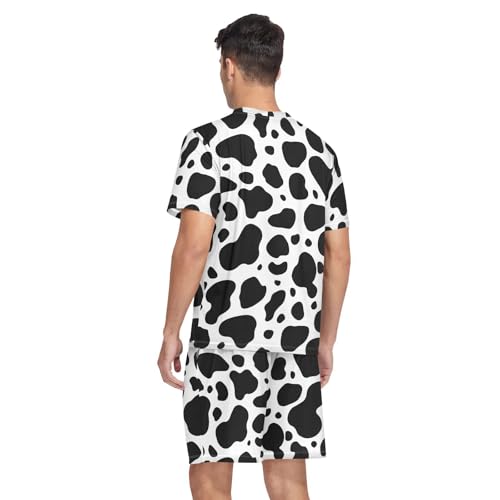 Men's Short Sleeve Pajama Set 2 Piece Summer Sleeve Sleepwear Pj Loungewear V-Neck with Pockets2