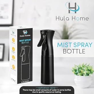 Hula Home Spray Bottle for Hair (10.1oz/300ml) - Powered by Flairosol® Spray Technology - Continuous Ultra Fine Mist Sprayer – For Hairstyling, Cleaning, Salons, Plants, Essential Oil & More - Black