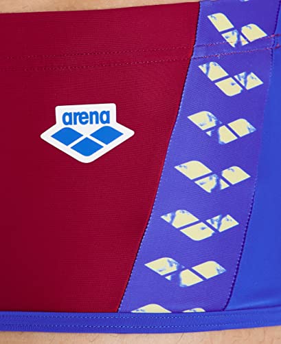 Arena Men's Standard Icons Swim Low Waist Short Panel, Burgundy/Neon Blue, 32 #TOP2