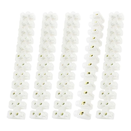 uxcell 5 Pcs X3-0512 400V 5A 12 Position 2 Row Plastic Screw Terminal Block