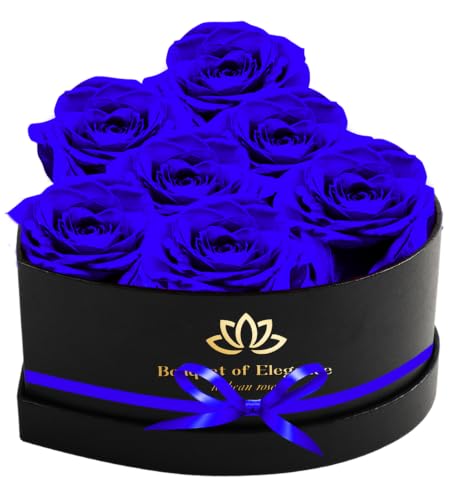 Forever Preserved Roses in a Box,Real Preserved Flowers,Mothers Day Flowers,Preserved Flowers for Delivery,Flowers Gifts for Mothers Day,Birthday Gifts for Women,Valentine's Day Rose Gifts,Blue