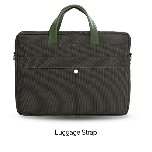 Image of Vaku Luxos DA SALERNO Laptop Messenger Bag for Men and Women Premium Collection Canvas Leather| Briefcase compatible with MacBook And Laptop Up to 14 inch with adjustable strap (Green)