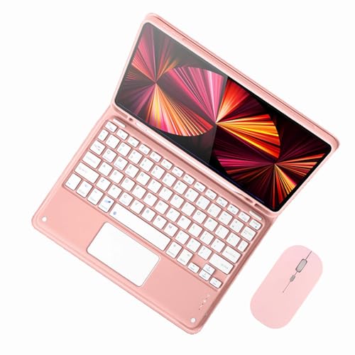 GUPENAA Etui z Klawiaturą do iPad Mini 6. Generacji 8,3 cala 2021 z Gładzikiem, Wbudowany Uchwyt na Ołówek, Magnetyczna Odłączana Bezprzewodowa Klawiatura Bluetooth z Myszą,Pink