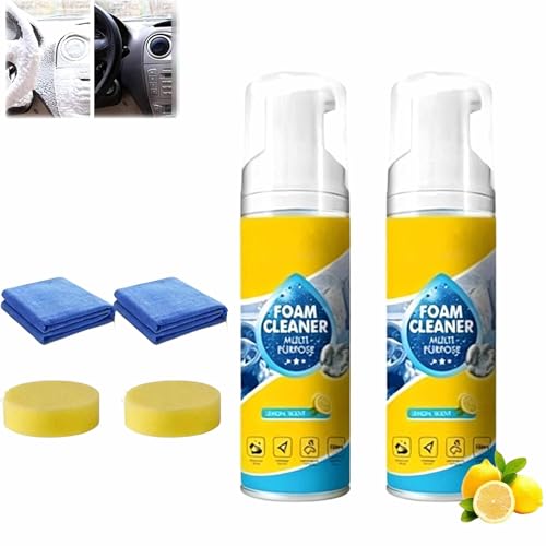 4-In-1 Multi-Enzyme Foam Cleaner,Foam Cleaner Multi Purpose,Powerful & Multipurpose Car Interior Foams Cleaners,Lemon Fresh Scent,Deep Clean...