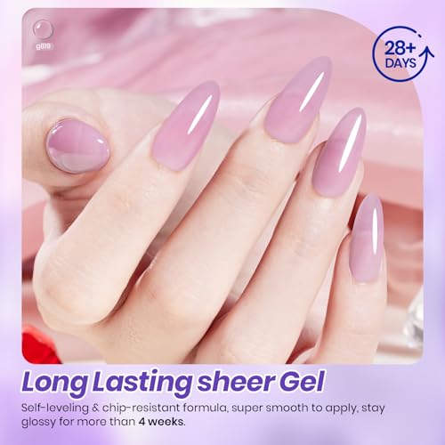 Image of Beetles Amethyst Realm Jelly Purple Gel Nail Polish Set - 6 Colors Spring Gel Polish Kit Jelly Purple Sheer Translucent Effect Soak Off UV French Nail Art Salon DIY Manicure Gift for Women
