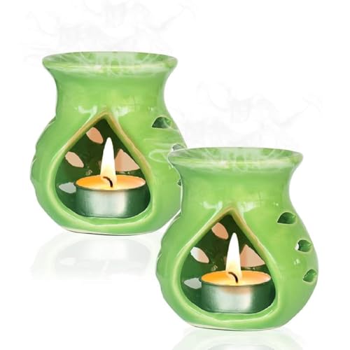 Image of Pure Source India Ceramic Aroma Burner (Set of 1, Green)