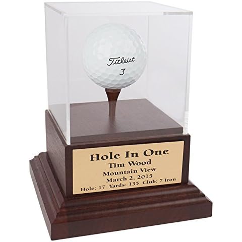Eureka Golf Products Acrylic Hole in One Display with Wood Base (Cherry-Brass Plate) Cover