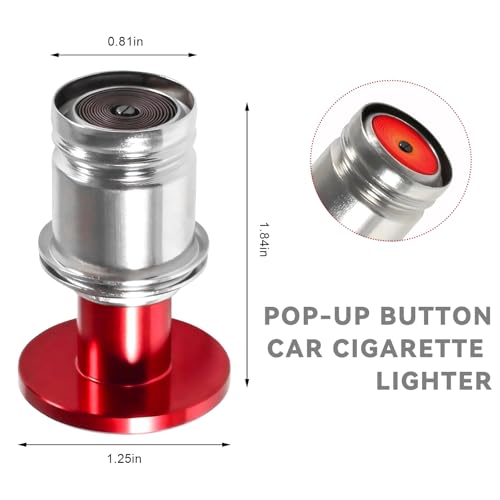 Image of Eject Button Car Cigarette Lighter, 12 Volt Aluminum Auto Cigarette Lighter Plug Replacement, Universal Cigarette Lighters Button Decoration for Most Vehicle Socket Size A (Red)