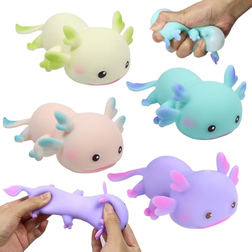 Pellinch 4 piezas Axolotl Juguetes Squishy, Axolotl Squeeze Toy, Bola de Azúcar de Rebound Rápido, Juguete Relajado Axolotl, FuFu Squishy, Juguetes de Estrés para Niños y Adultos