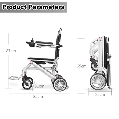 Silla de ruedas eléctrica, scooter de movilidad portátil ligero, alcance de 22 millas, capacidad de carga de 150 kg, ideal para viajes y asistencia de movilidad