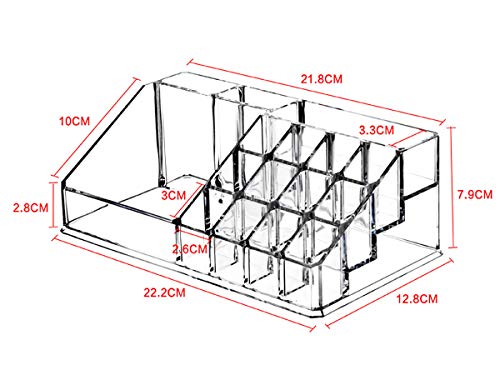 Organizador Maquiagem Acrílico porta Pincel, Batom e Blush com espelho