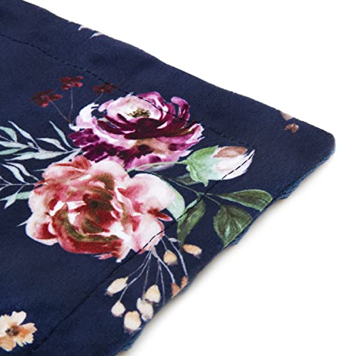Image of BORITAR Baby Blanket Super Soft Minky Floral Dark Blue 30x40 Inch | Double Layer Receiving Blanket for Boys GirlsNewborn Infant Toddler Nursery Pet Crib Stroller Shower Gift