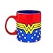 Silver Buffalo DC Comics Wonder Woman Logo Wrap Around with Stars Jumbo Ceramic Mug, 20 Ounces
