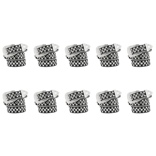 Ceinture à boucle étincelante 105 cm ceinture flexible PU 3.5 cm de large pour femme et homme