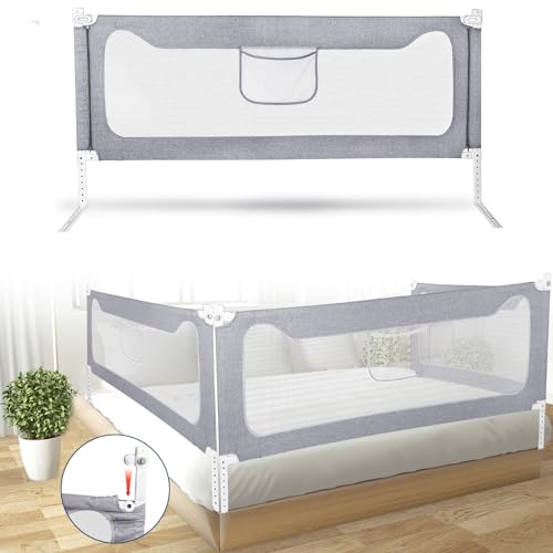 Barrera de Cama arandilla Cama Niños Anticaída Barrera Seguridad Cama Niños Portatil Protección contra caídas Altura Regulable Fácil Montaje para Cuna