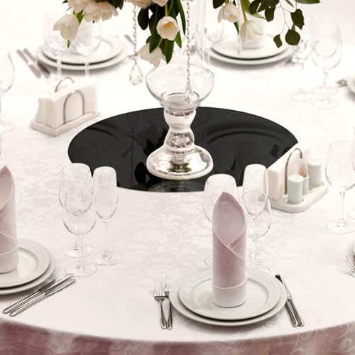 Image of Thyle 12 Pcs 10 Inch Acrylic Round Mirrors for Tables Centerpieces Circle Mirrors Candle Plates for Wall Wedding Table Centerpieces for Baby Shower Party, Thickness 1 mm (Black)