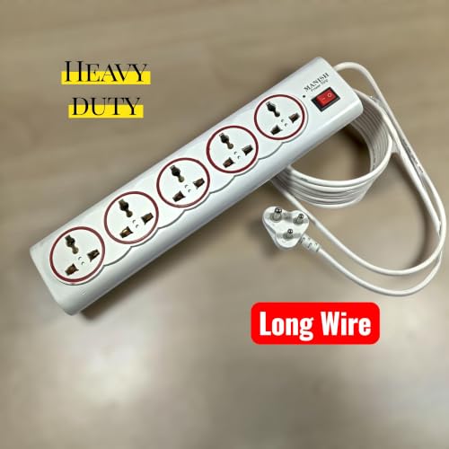 Image of Extension Board 6Amp Output 240 Volts with 4 Mtr Extension Cord & Surge Protector | Master Switch, 5 International Sockets | Multi Plug Travel Adapter Heavy Duty