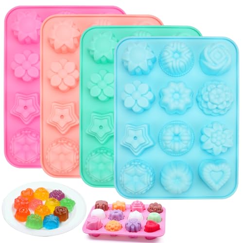 4 Piezas Moldes para Jabones Artesanales, Molde de Jabón Hecho a Mano Antiadherente, 12 Cavidades Moldes Silicona Navidad, Silicona para Moldesjabón Casero, Moldes de Silicona para Moldes de Jabón DIY