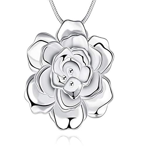 Collier pendentif rose fleur pour femme et fille en bijoux de mariage 45cm