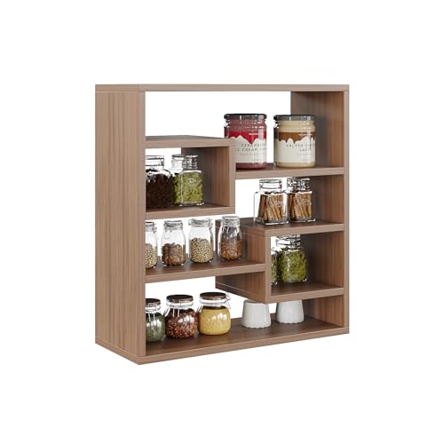 Image of FURNEASER Brian Kitchen Rack Shelf Multipurpose Wooden Wall Mounted Spice Jar Rack Shelves for Kitchen Storage Kitchen Shelf Organizer Kitchen item Containers Hanging Shelves (Exotic Teak)