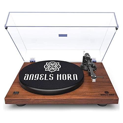 ANGELS HORN Turntable, Vinyl Record Player, Built-in Phono Preamp, Belt Drive 2-Speed, Adjustable Counterweight, AT-3600L (Upgraded Bluetooth Version)