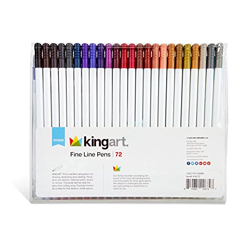 Kingart Fine Line Ink Pens, 72 Unique Colors Piece, (418-72) #TOP2
