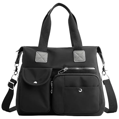 Bolsas Femininas Nylon Preta Universitaria Bolsa de Ombro Tiracolo Média Transversal Executiva 20L (黑色)