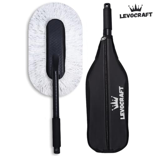 Image of Car Duster Microfiber for Exterior Cleaning - Premium Wax Coated Car Cleaning Duster Brush with Non Slip Handle, Scratch Free Car Dust Cleaner for Cars SUV Bike (with Storage Bag)